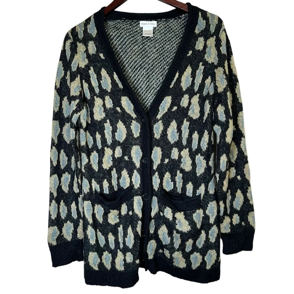 Y2K Monroe & Main Leopard Print Longline Cardigan Sweater Sz Small Indie Boho